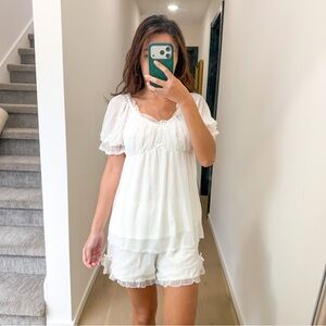 Cottagecore‎ Fairy Whimsical Lace Bow Sleepwear Set Regency L